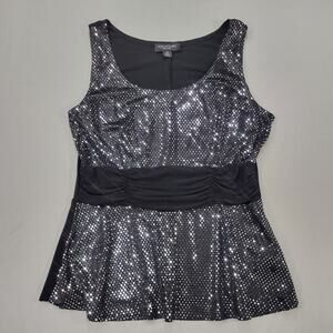 Perceptions Womens Sequin Peplum Top Sleeveless Party Evening Dressy Size 14